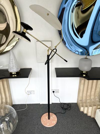 Mid Century Modern Reading Floor Lamp Brass lacquered Metal Italy 1950s