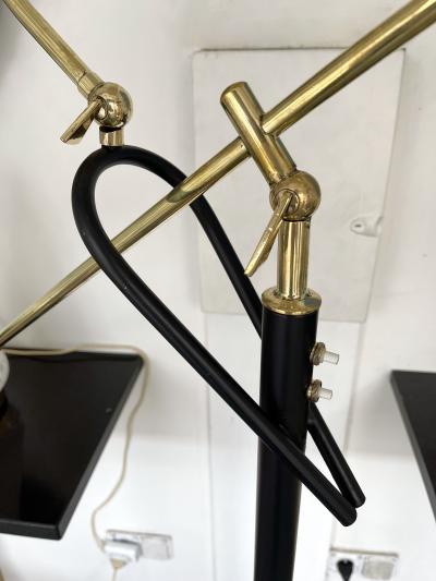 Mid Century Modern Reading Floor Lamp Brass lacquered Metal Italy 1950s