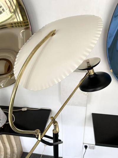 Mid Century Modern Reading Floor Lamp Brass lacquered Metal Italy 1950s