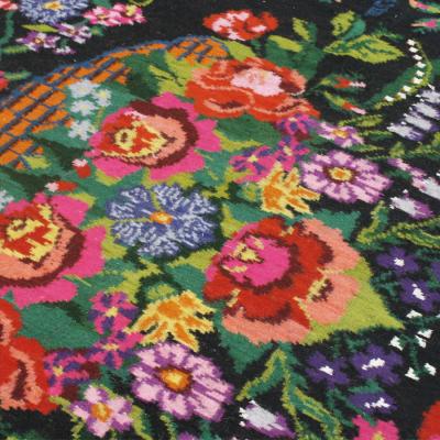 Mid Century Modern Rectangular Pattern Wool French Rug 60s