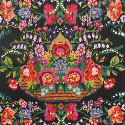 Mid Century Modern Rectangular Pattern Wool French Rug 60s