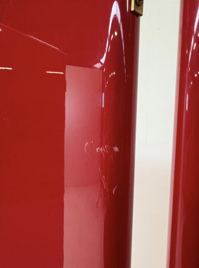 Mid Century Modern Red Lacquered Room Divider Italy 1960s