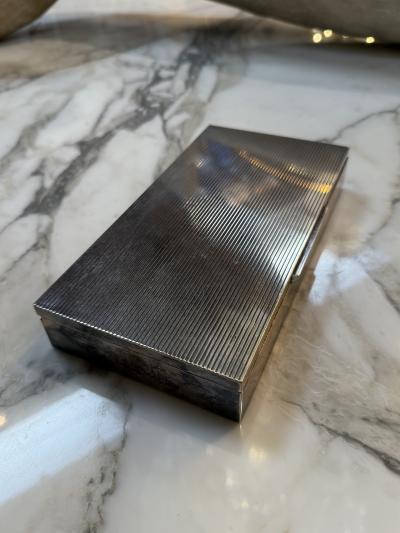 Mid Century Modern Ribbed Metal Box in Brass and Nickel Silver