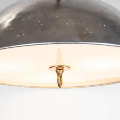 Mid Century Modern Scandinavian Perforated Aluminum Brass Lucite Pendant