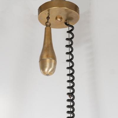 Mid Century Modern Scandinavian Perforated Aluminum Brass Lucite Pendant