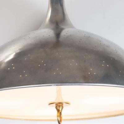 Mid Century Modern Scandinavian Perforated Aluminum Brass Lucite Pendant