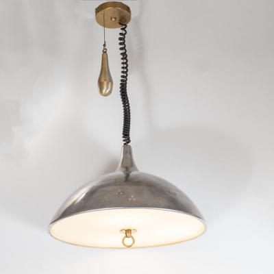 Mid Century Modern Scandinavian Perforated Aluminum Brass Lucite Pendant