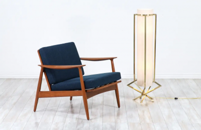 Mid Century Modern Sculpted Brass Floor Lamp