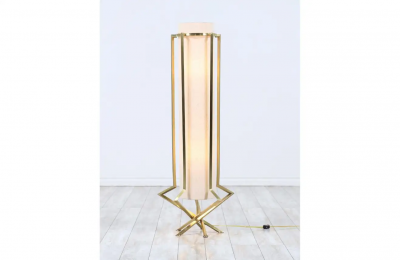 Mid Century Modern Sculpted Brass Floor Lamp