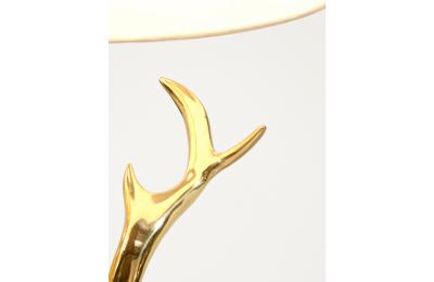 Mid Century Modern Sculpted Brass Horns Lucite Table Lamp