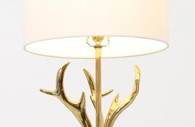 Mid Century Modern Sculpted Brass Horns Lucite Table Lamp