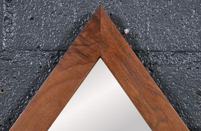 Mid Century Modern Sculpted Diamond Shape Walnut Mirror