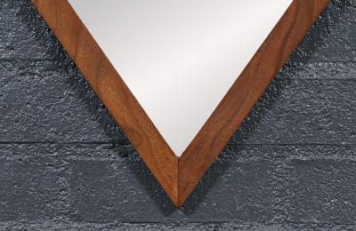 Mid Century Modern Sculpted Diamond Shape Walnut Mirror