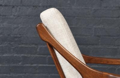Mid Century Modern Sculpted Elm Tweed Lounge Chair