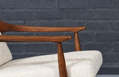 Mid Century Modern Sculpted Elm Tweed Lounge Chair