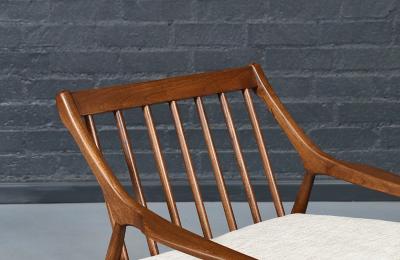 Mid Century Modern Sculpted Elm Tweed Lounge Chair