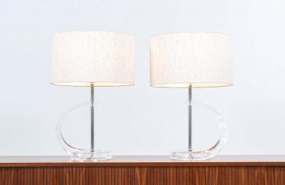 Mid Century Modern Sculpted Lucite Table Lamps