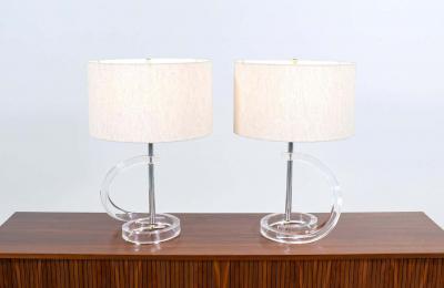 Mid Century Modern Sculpted Lucite Table Lamps