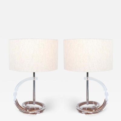 Mid Century Modern Sculpted Lucite Table Lamps