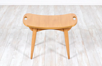 Mid Century Modern Sculpted Primavera Wood Stool