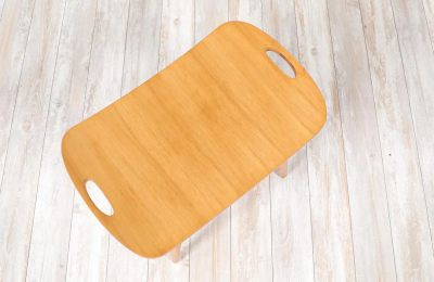 Mid Century Modern Sculpted Primavera Wood Stool