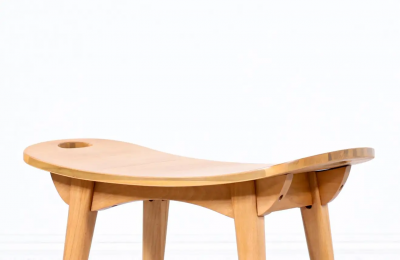 Mid Century Modern Sculpted Primavera Wood Stool