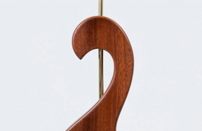 Mid Century Modern Sculpted Teak Swan Style Table Lamp