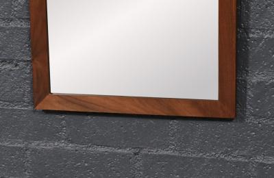 Mid Century Modern Sculpted Walnut Beveled Frame Arch Mirror