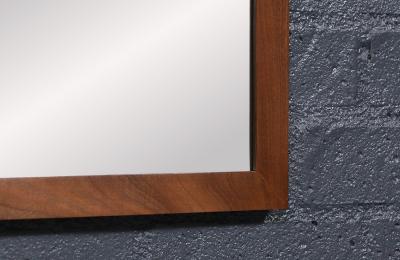Mid Century Modern Sculpted Walnut Beveled Frame Arch Mirror
