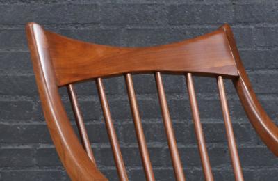 Mid Century Modern Sculpted Walnut Boucle Rocking Chair