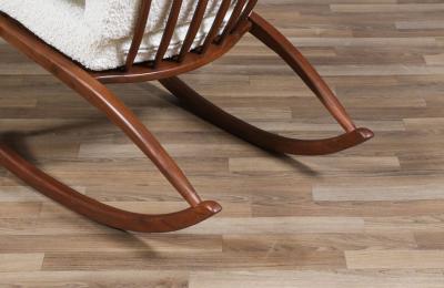 Mid Century Modern Sculpted Walnut Boucle Rocking Chair