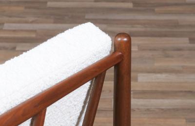 Mid Century Modern Sculpted Walnut Lounge Chair w Brass Sabots