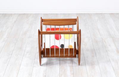 Mid Century Modern Sculpted Walnut Magazine Holder