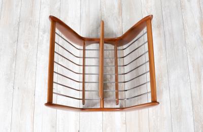 Mid Century Modern Sculpted Walnut Magazine Holder