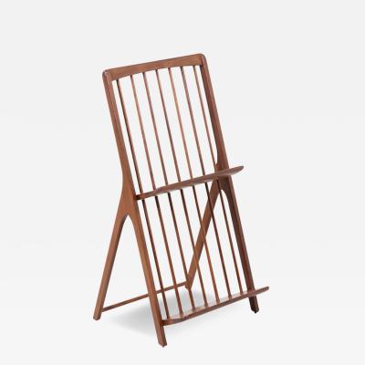 Mid Century Modern Sculpted Walnut Magazine Rack Holder