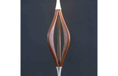 Mid Century Modern Sculpted Walnut Table Lamp by V H Woolums