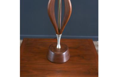 Mid Century Modern Sculpted Walnut Table Lamp by V H Woolums