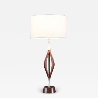 Mid Century Modern Sculpted Walnut Table Lamp by V H Woolums