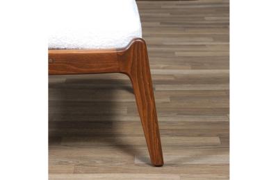 Mid Century Modern Sculpted Walnut Tweed Stool