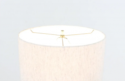 Mid Century Modern Sculpted Walnut with Brass Accent Table Lamp
