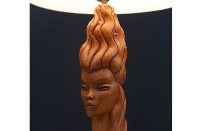 Mid Century Modern Sculpted Woman Figure Table Lamp by Lighthouse Co 