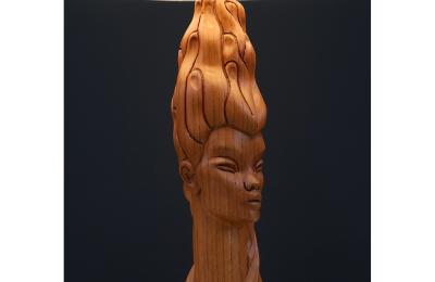 Mid Century Modern Sculpted Woman Figure Table Lamp by Lighthouse Co 