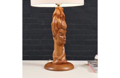 Mid Century Modern Sculpted Woman Figure Table Lamp by Lighthouse Co 