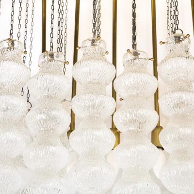 Mid Century Modern Sculptural Murano Glass Chandelier with Brass Fittings