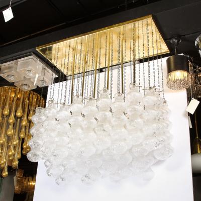 Mid Century Modern Sculptural Murano Glass Chandelier with Brass Fittings