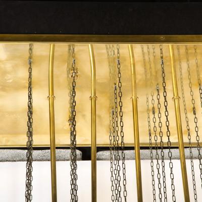 Mid Century Modern Sculptural Murano Glass Chandelier with Brass Fittings