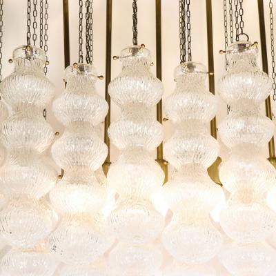 Mid Century Modern Sculptural Murano Glass Chandelier with Brass Fittings
