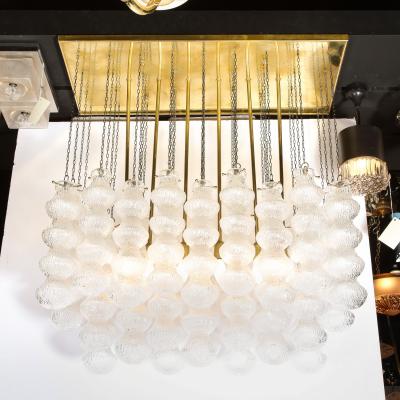 Mid Century Modern Sculptural Murano Glass Chandelier with Brass Fittings