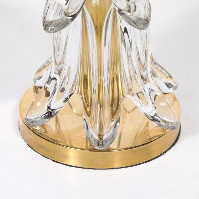 Mid Century Modern Sculptural Translucent Glass Table Lamps with Brass Fittings