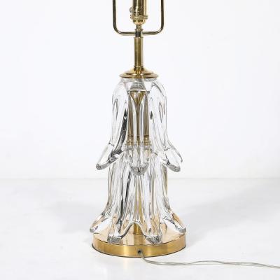 Mid Century Modern Sculptural Translucent Glass Table Lamps with Brass Fittings